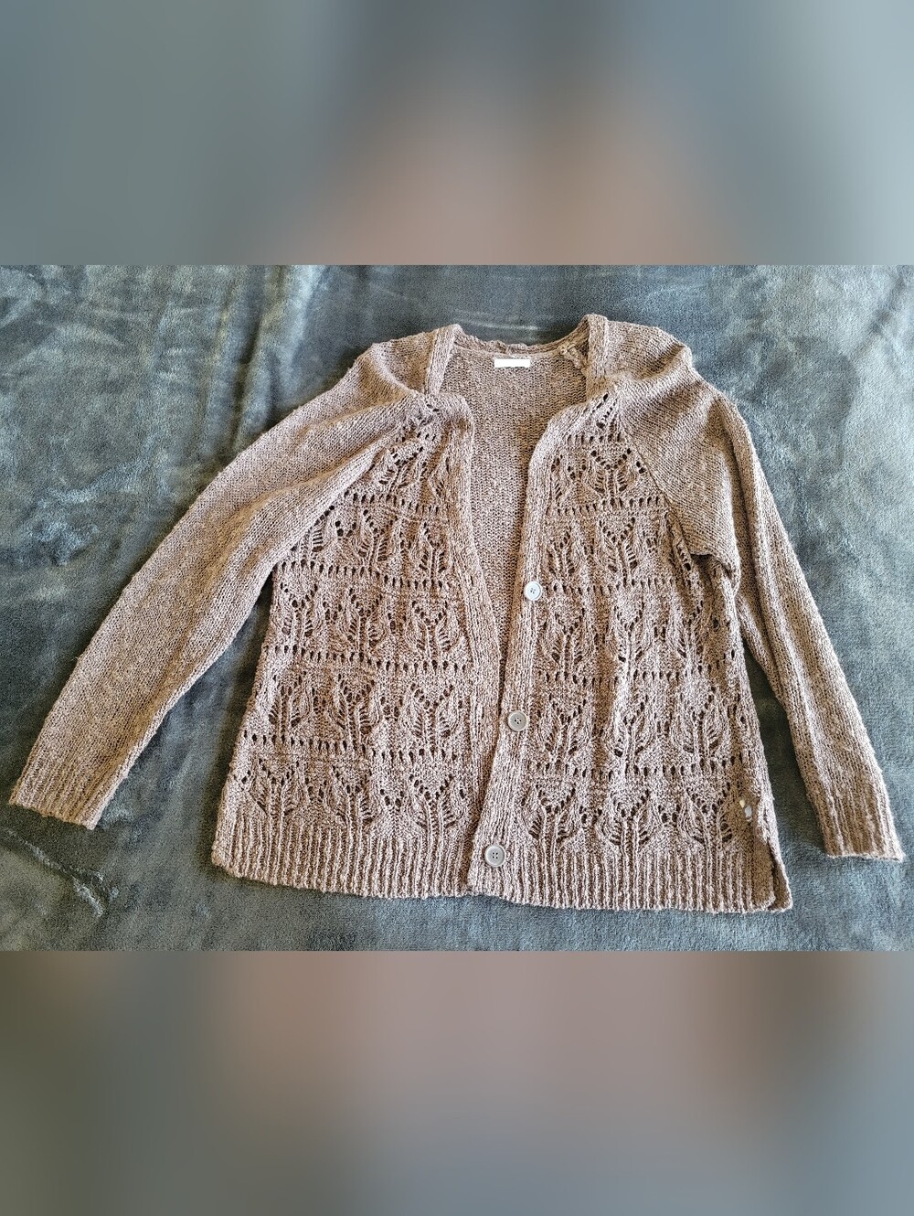 Maurices Taupe/Brown Crochet Cardigan